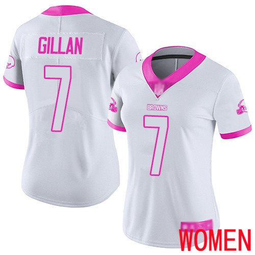 Cleveland Browns Jamie Gillan Women White Pink Limited Jersey #7 NFL Football Rush Fashion->youth nfl jersey->Youth Jersey